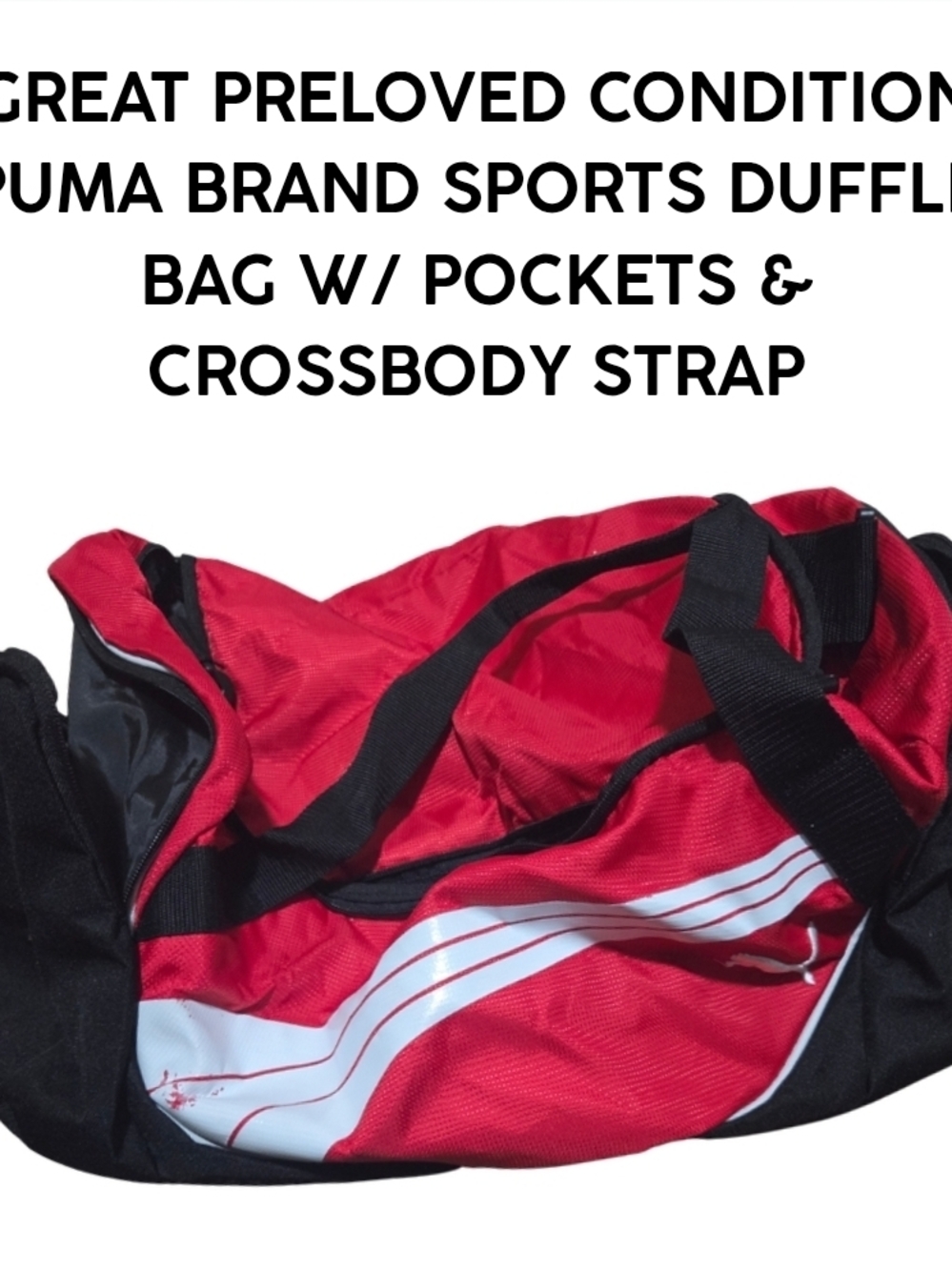 Puma Brand EUC Sports Duffle Bag w/ Pockets & Crossbody Strap